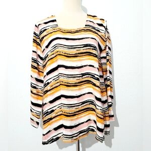 MASAI Denmark Woman's Blouse SZ Small Multicolor Stripe Boho Artsy 100% Viscose